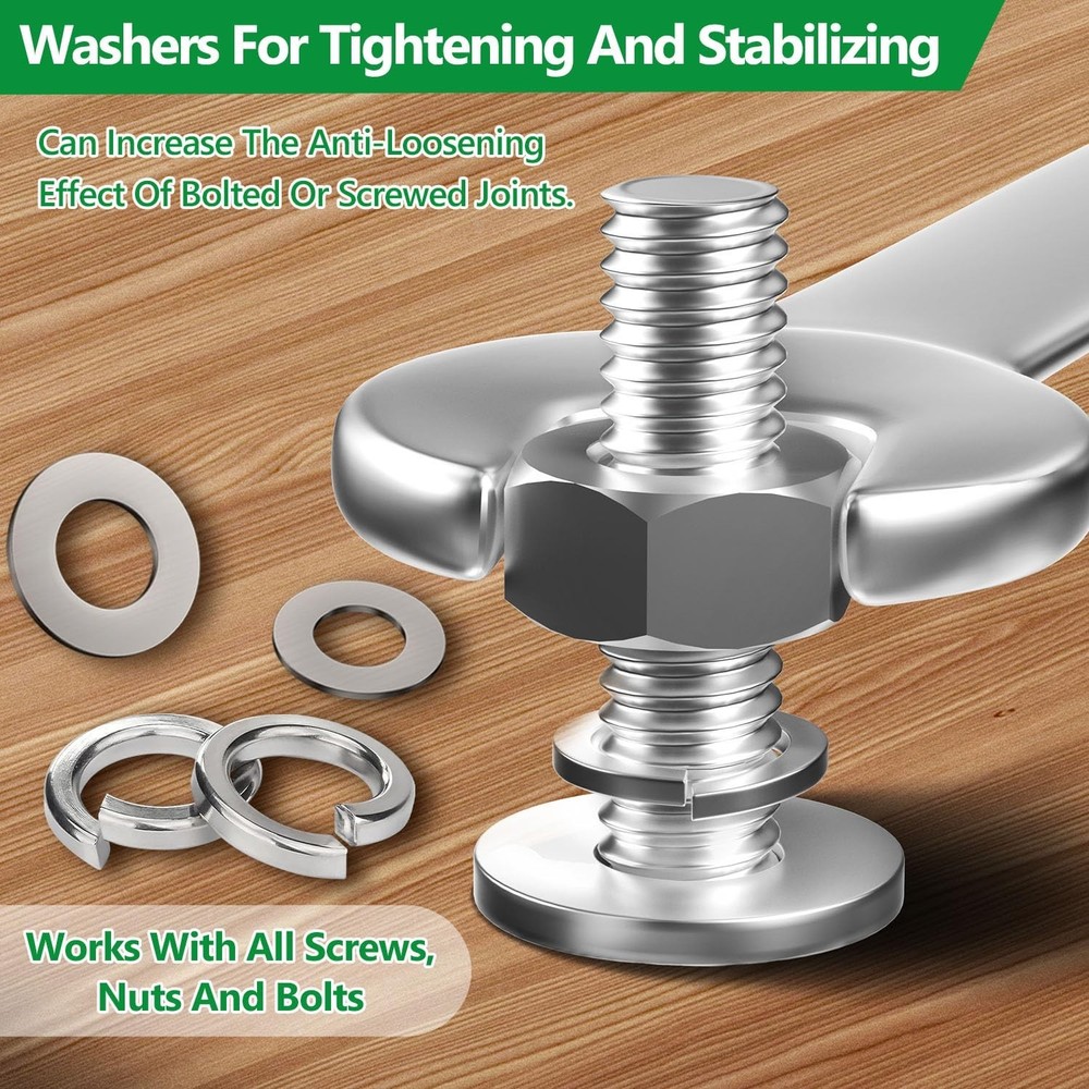 1147PCS Flat and Spring Lock Washers Assortment Kit, Metric Split Lock Washer...