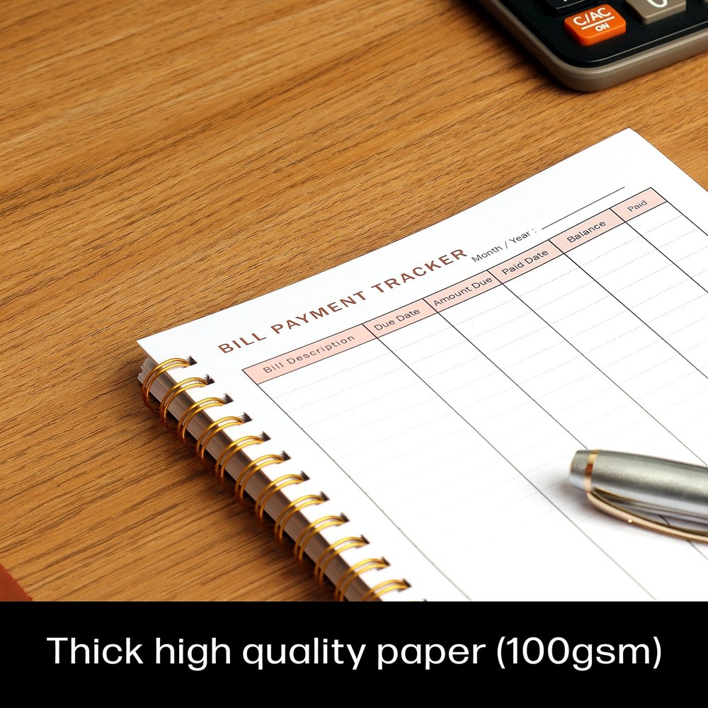 Bill Payment Tracker. A5 Notebook Bill Planner with Spiral Binding and Back P...