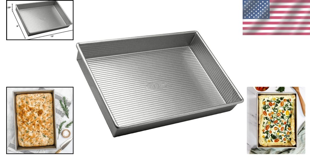 Aluminized Steel Rectangular Cake Pan - Heavy Duty with Nonstick Release, 9 x 13