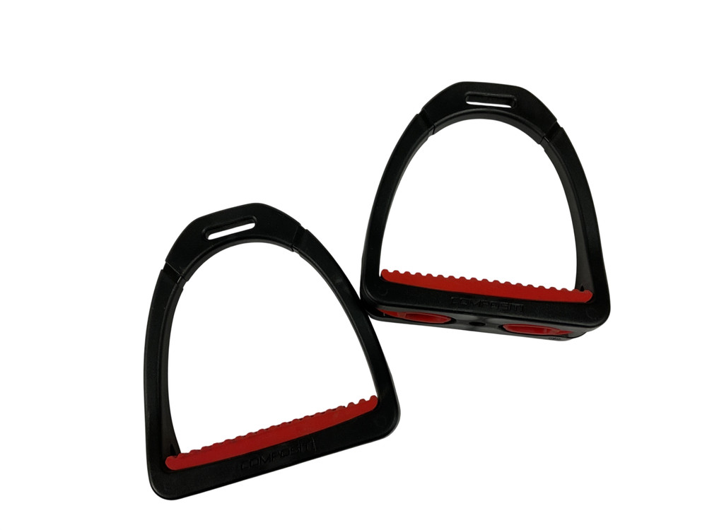 Compositi Stirrup Irons, 4.75” BLK/RED