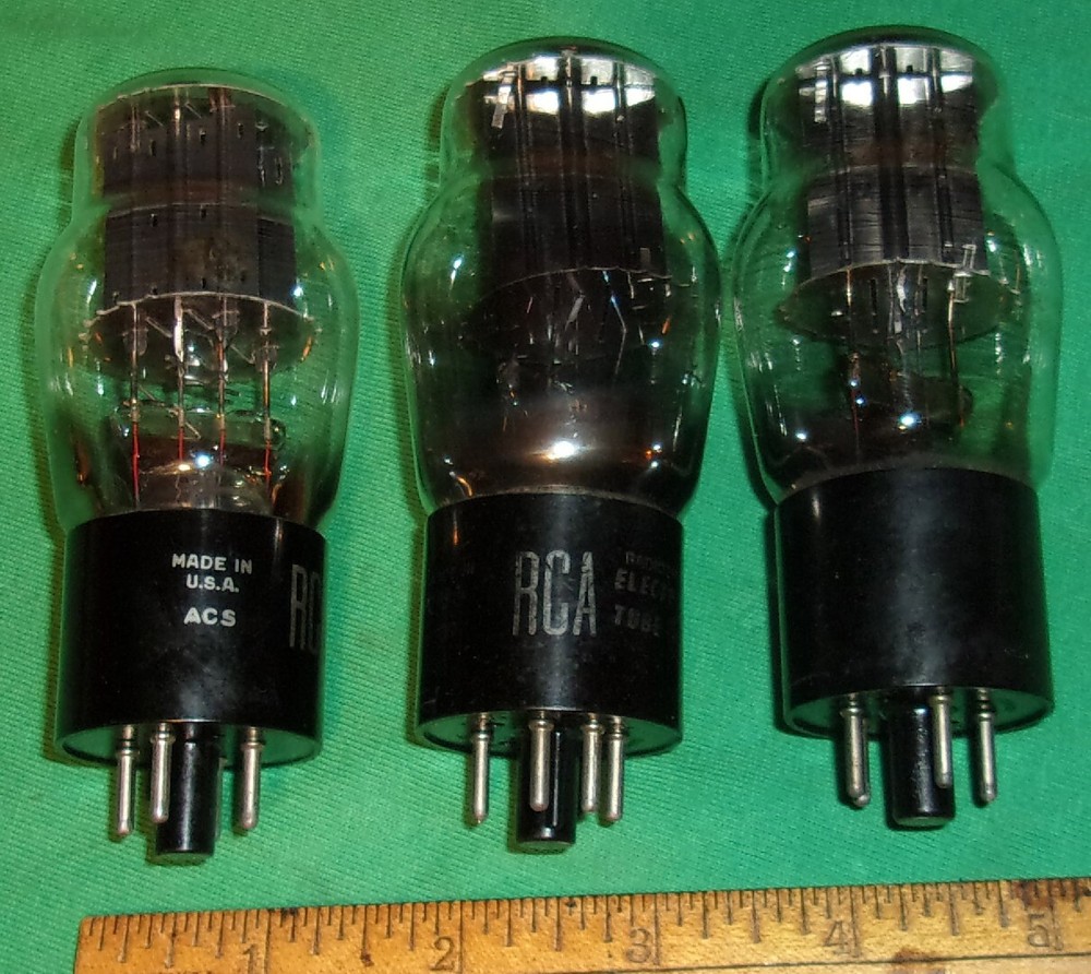 (3) Good Tested 5V4G Full-Wave Rectifier Tubes RCA (1930's)