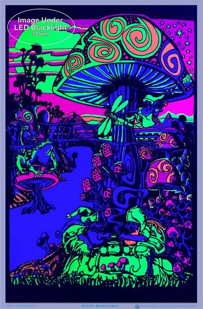 Mushroom Magic Blacklight Poster 23" x 35"
