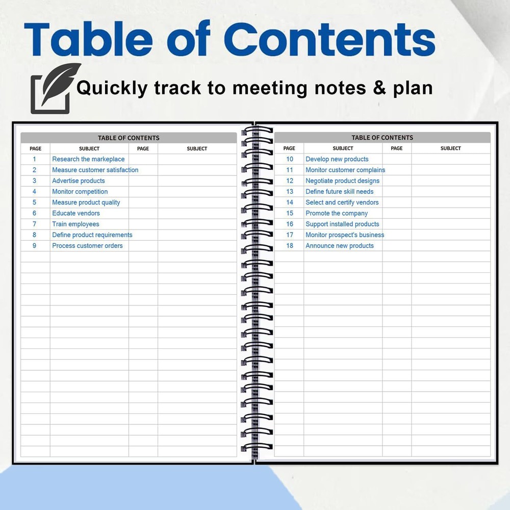 2 Pack Meeting Notebooks for Work Planner & Action Items 8.5"X11" - A4 Notebooks