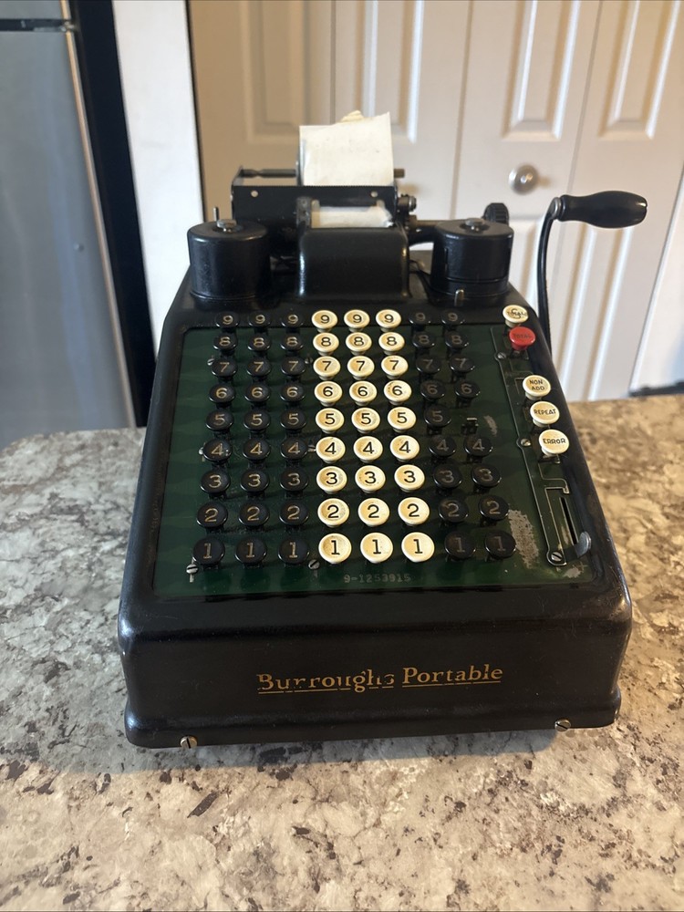Vintage Burroughs Portable Adding Machine Heavy Metal Antique UNTESTED AS/IS