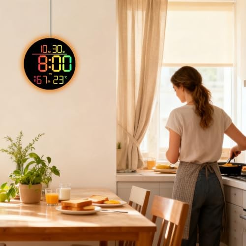 10 Inch LED Digital Wall Clock with RGB Backlight and Countdown Timer｜11