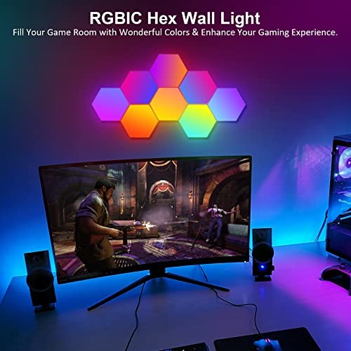 8 Pack Hexagon Wall Light RGB Panel - Smart APP RGB Hexagonal Multicolor