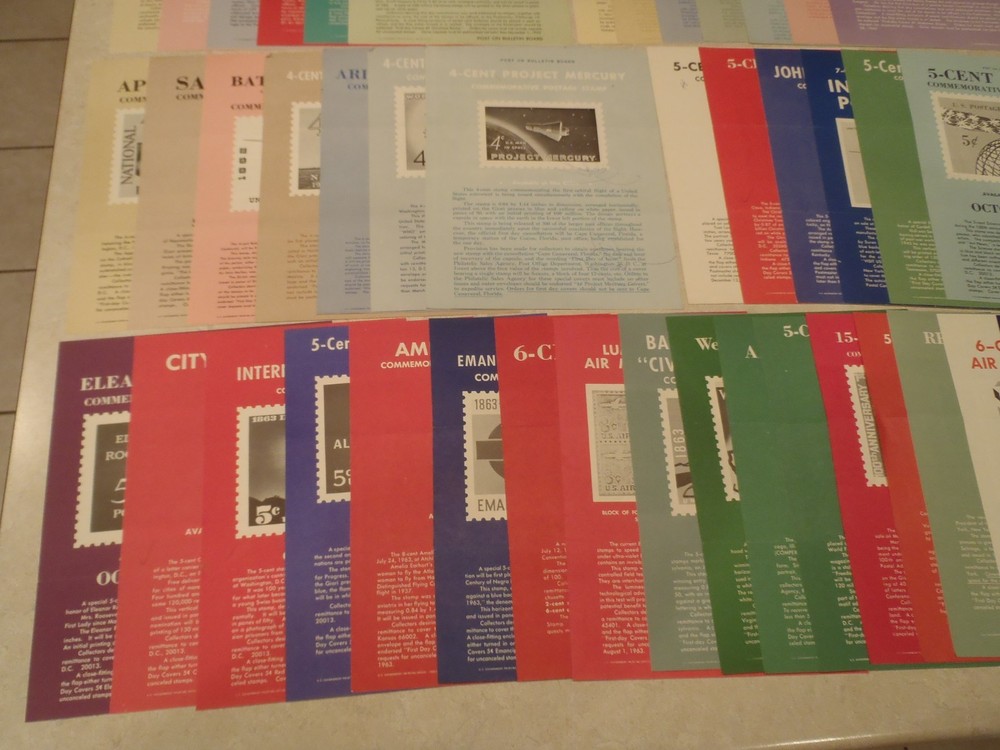 Vintage Postage Stamp Bulletin Poster Lot 1960s Post Office Air Mail 1962 1963