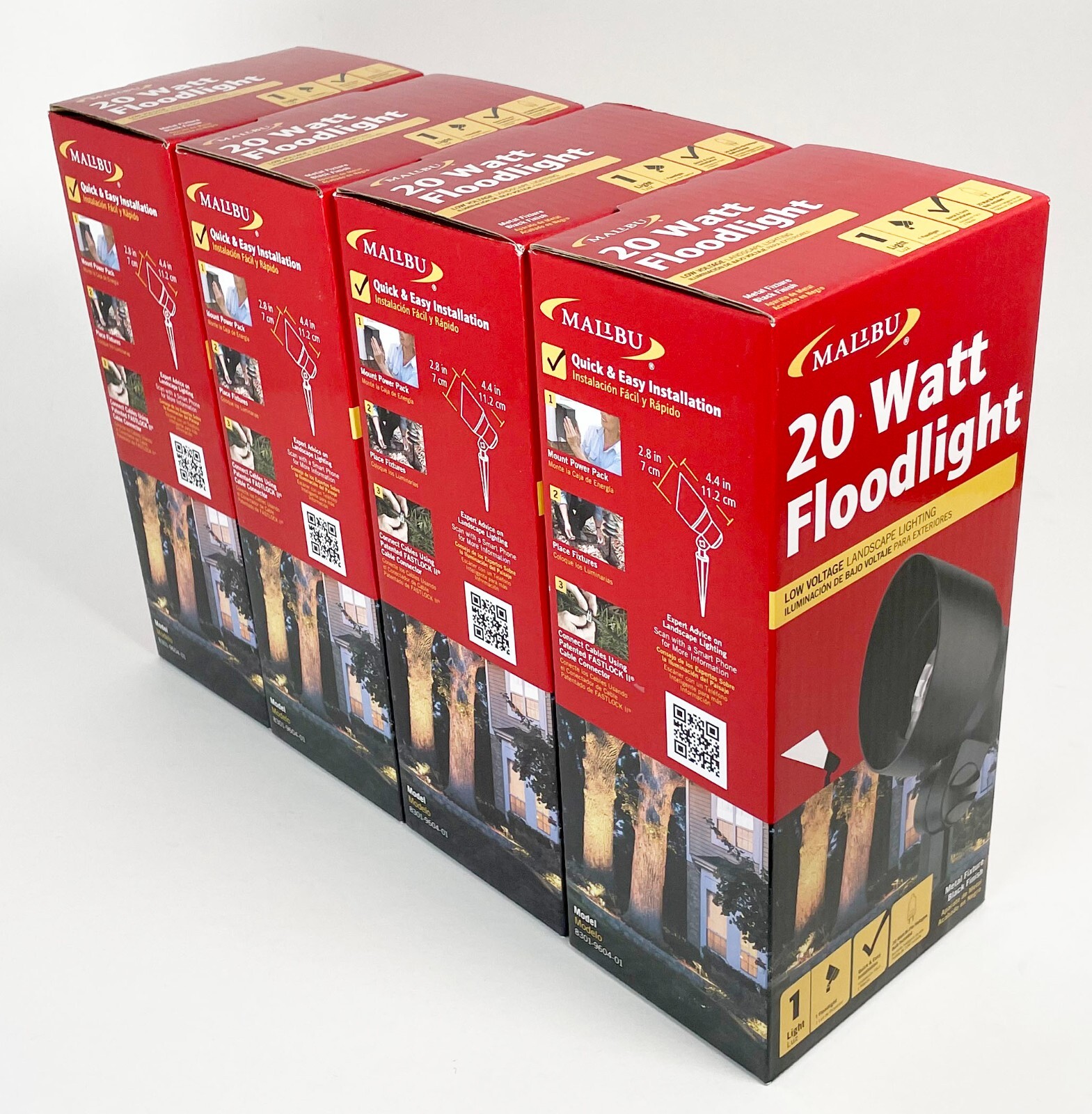 Malibu 9604 20W Landscape Lights Outdoor Floodlight Weatherproof Metal - 4 PACK