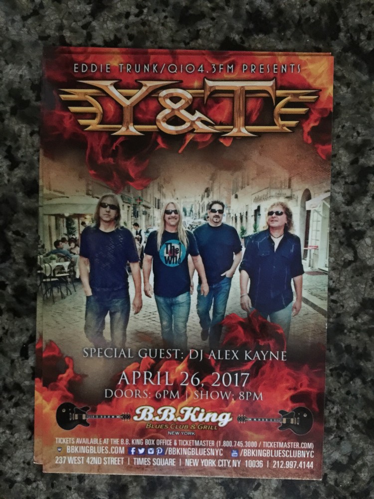UFO / Saxon ad/flyer NYC BB.Kings concert March 2017 Y & T