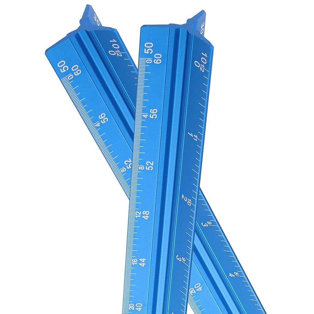 12 Inch Engineer Scale Ruler Aluminum Triangular Drafting Tool Imperial 6 Scales