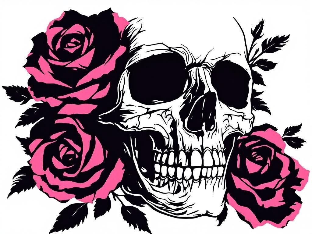 Skull with Roses Wall Art Reusable Plastic Stencil Physical Product - StencilAir