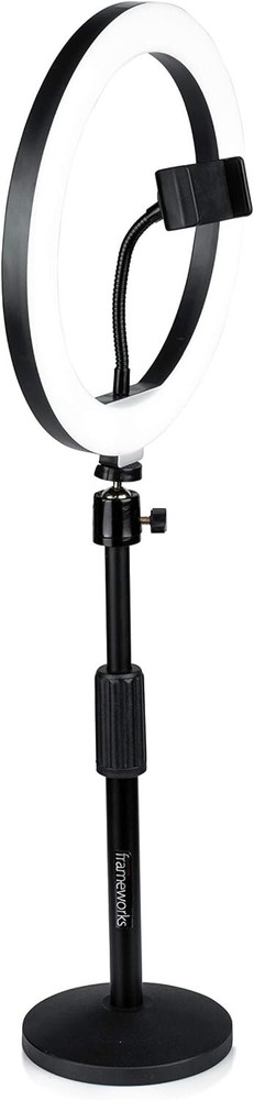 Gator Frameworks 10-Inch Ring Light Round Base Desktop Stand W/ Phone Clamp