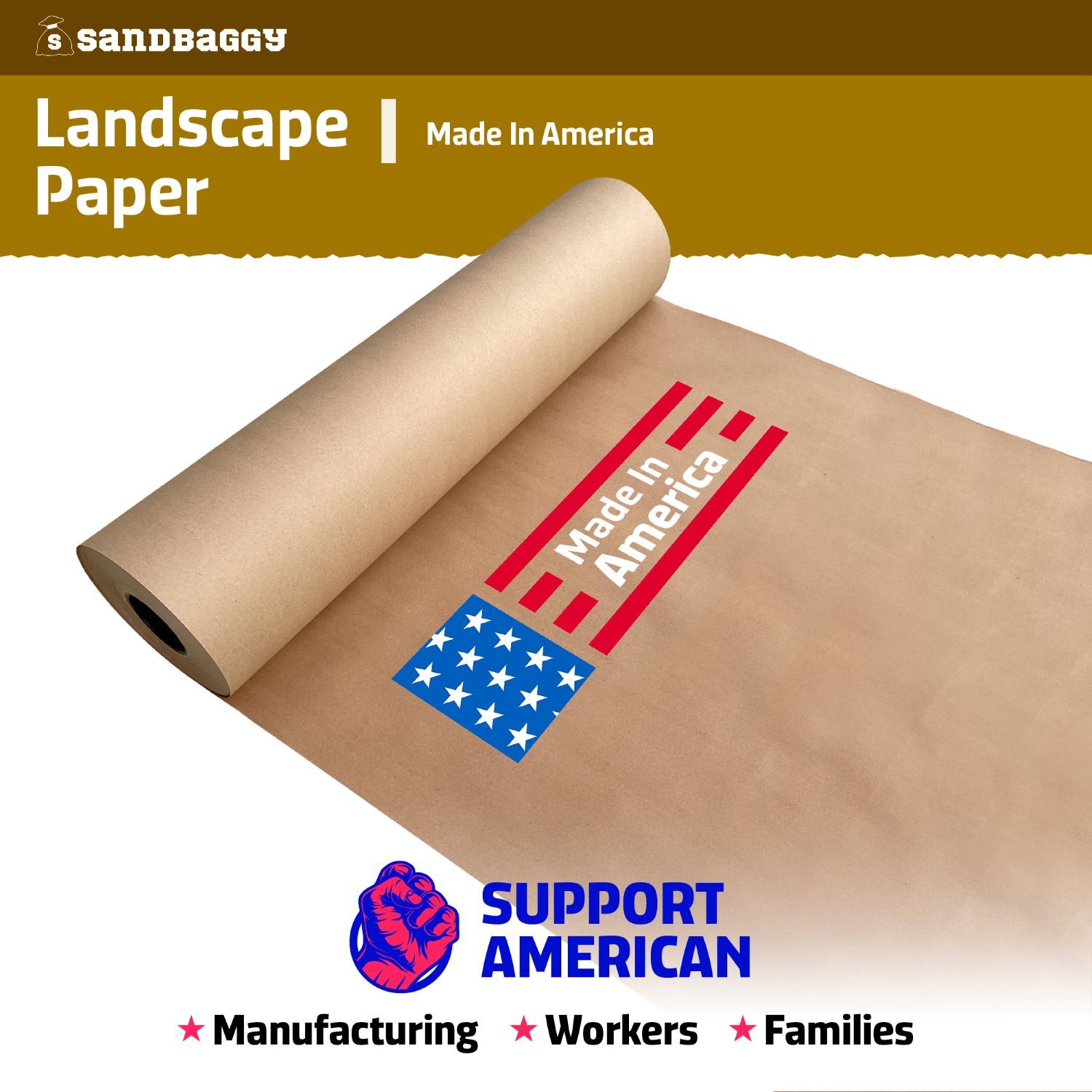 Sandbaggy Biodegradable Landscape Fabric - Garden Paper For Weeds - Made in USA