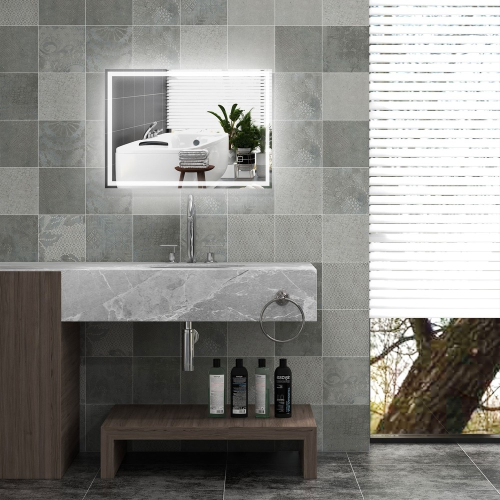 Dimmable Bathroom Mirror with LED Lights, 3 Colors & Memory Function