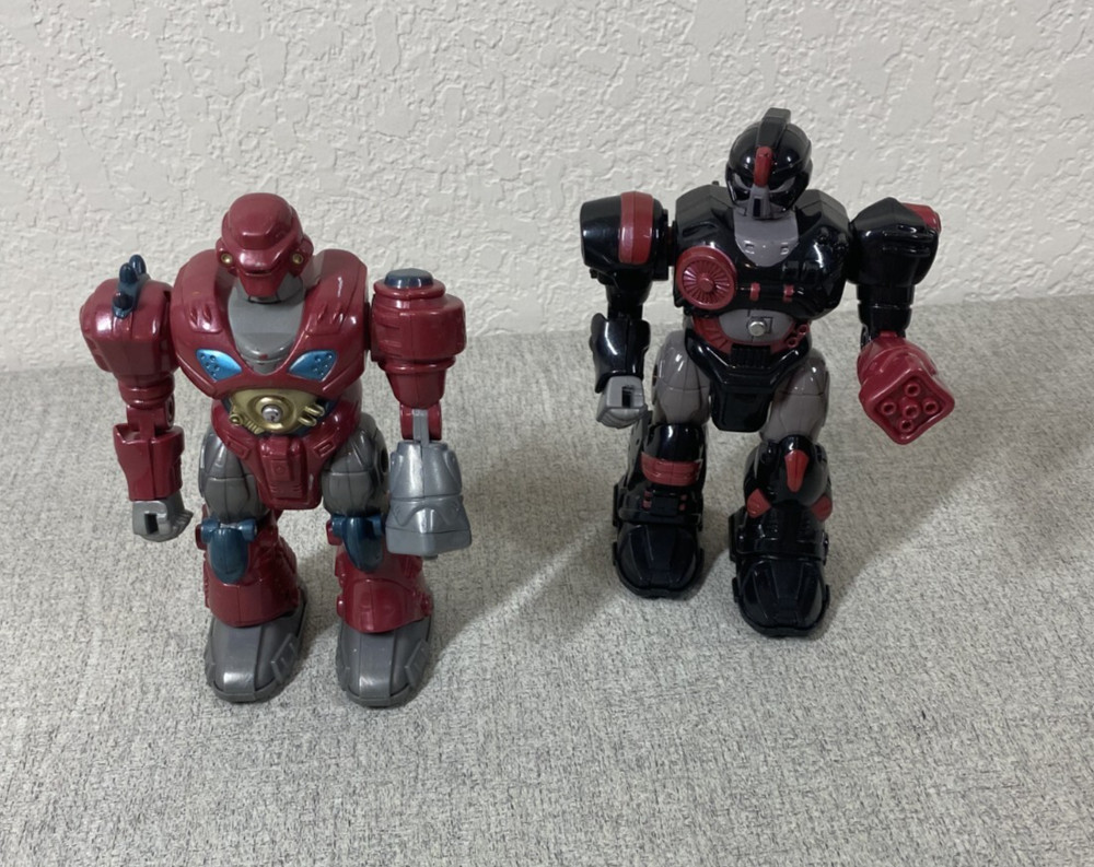 (2) HAP-P-KID Motorized Attack Robo Squad MARS 7" Electronic Walking Robot