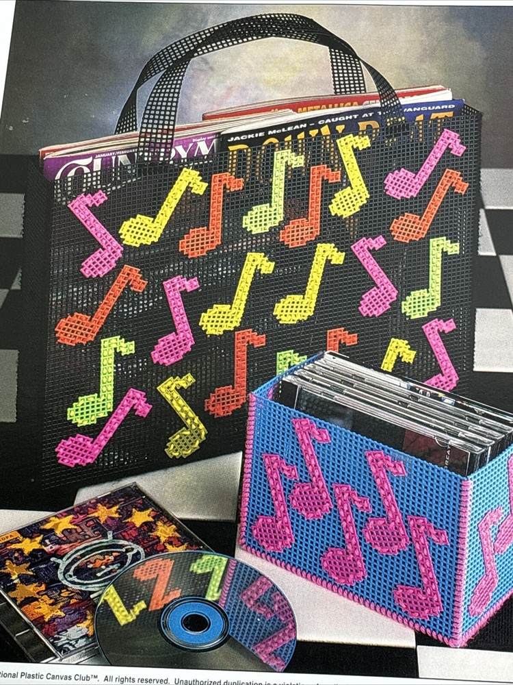 Musical Notes Set Tote & CD Holder Annie's Attic Plastic Canvas Pattern Page