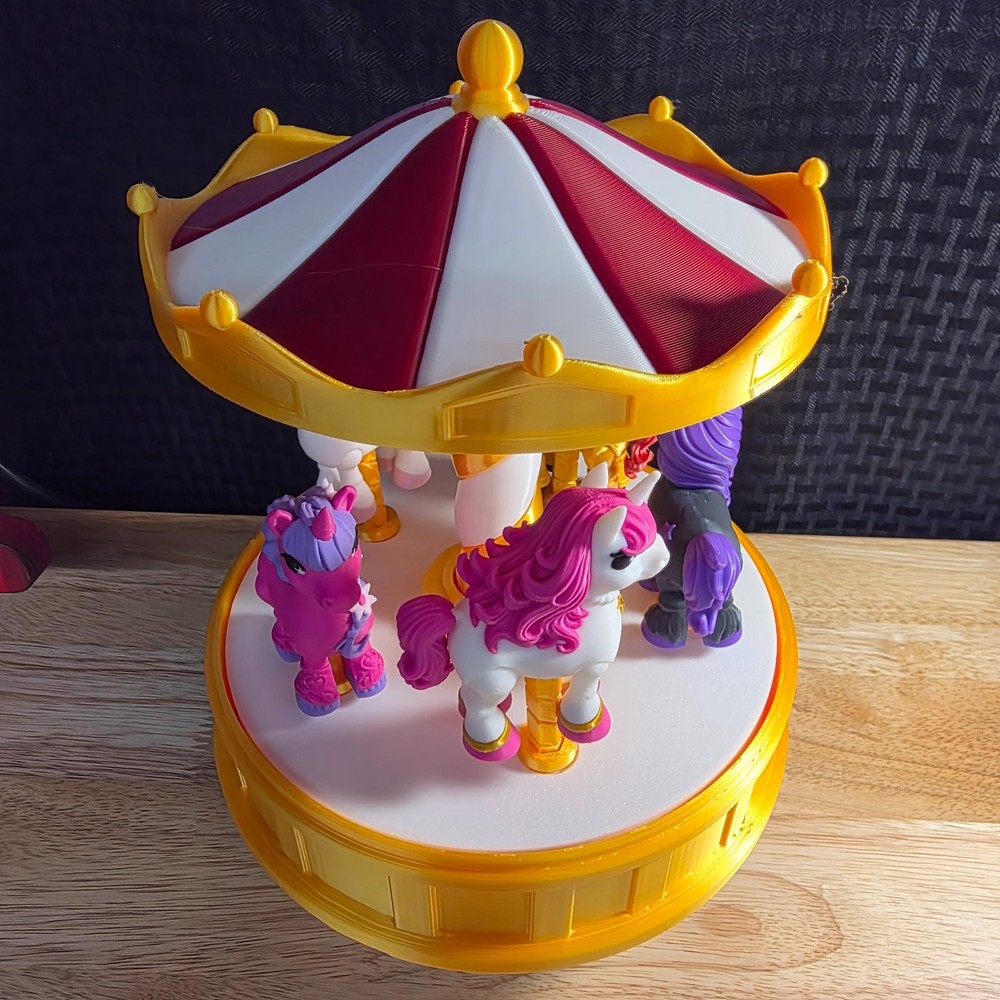 Unicorn Carousel, rotates and unicorns move up and down, 3D Printed Items