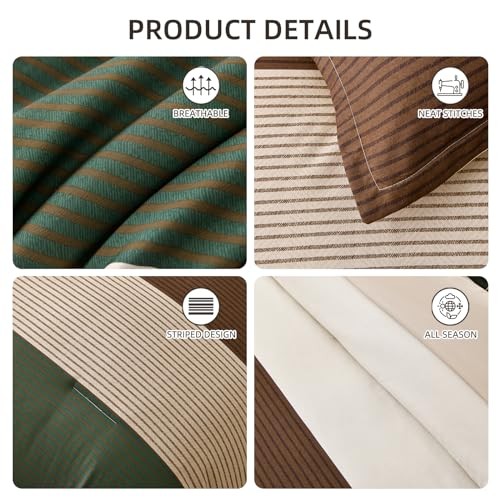Striped Comforter Set Size, Boho Striped Bedding Comforter King Brown Green
