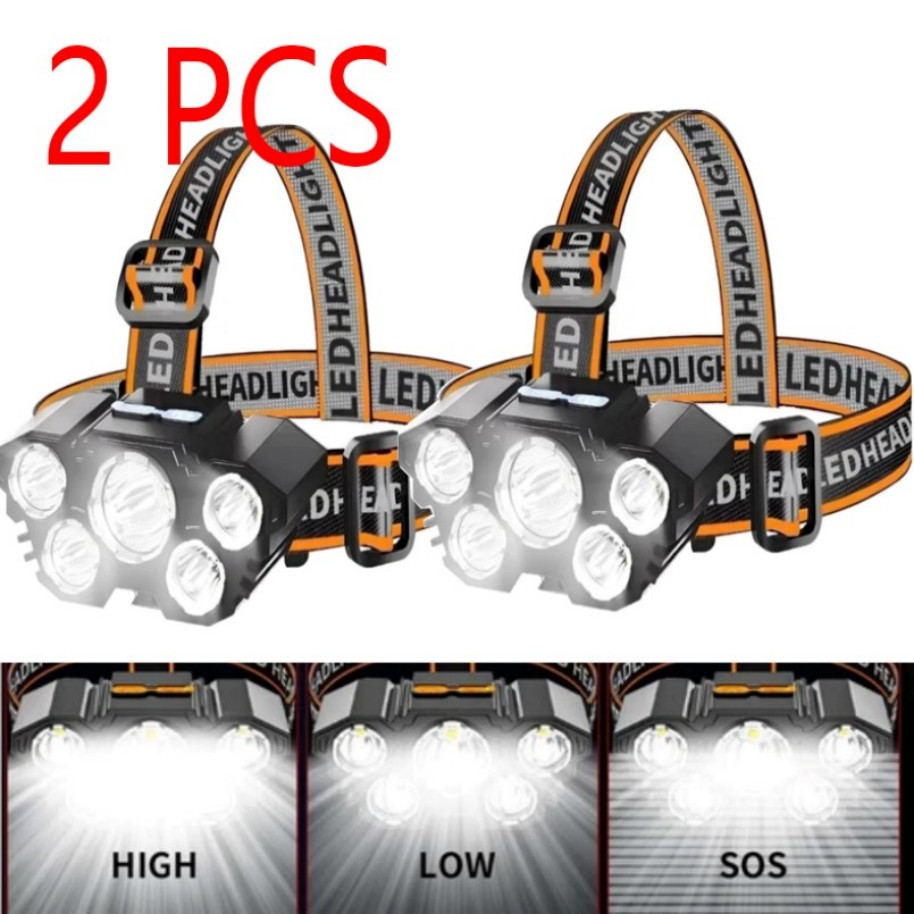 2Packs 25000LM LED HEADLAMP Rechargeable Headlight Zoomable Head Torch Lamp&*#&