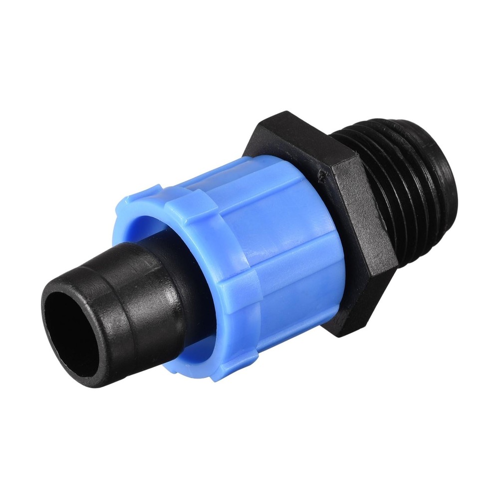 10Pcs Drip Irrigation Coupling G1/2 Male Thread 16mm Barbed Locking Fitting Blue