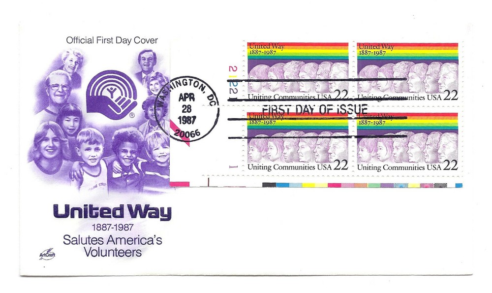 2275 United Way, ArtCraft plate block FDC