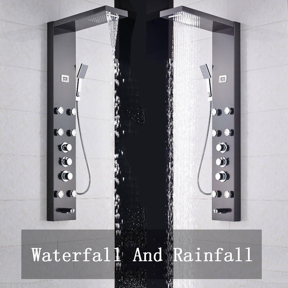 Multi Function Shower Panel Rainfall Oil Rubbed Bronze Digital Massage Jets Tap