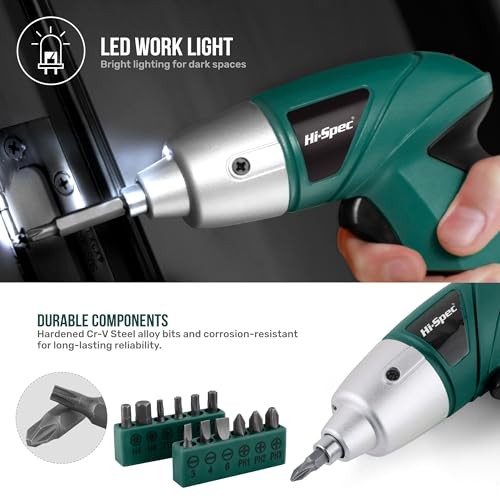 3.6V Cordless Electric Screwdriver Set with Interchangeable Bits Green