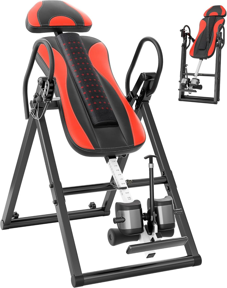 YOLEO Inversion Table for Back Pain 2026 Foldable Inversion Table W/Removable Lu