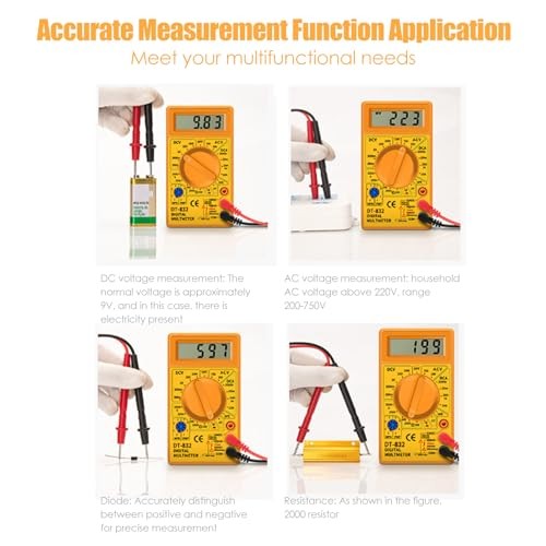DT832 Digital Multimeter Multi Tester Handheld Multimeter Mini Pocket Yellow