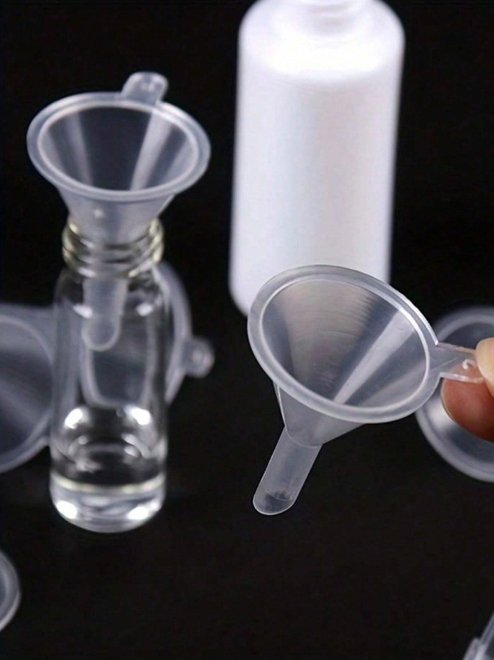 5Pcs Mini Transparent Plastic Funnels - For Oils, Perfumes, Spices & Powders