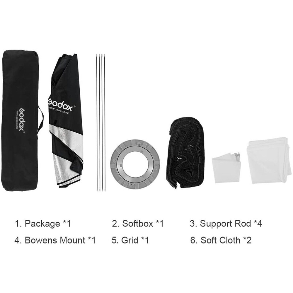 2PC Godox 35x160cm Rectangle Bowens Mount Strip Softbox W/ Grid For Strobe Flash