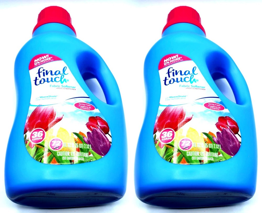 2 Final Touch Spring Fresh Liquid Fabric Softener Plus Conditioner 72 oz Bottles
