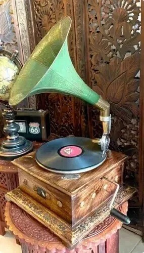 Antique HMV Gramophone Fully Functional Working Phonograph win-up record player