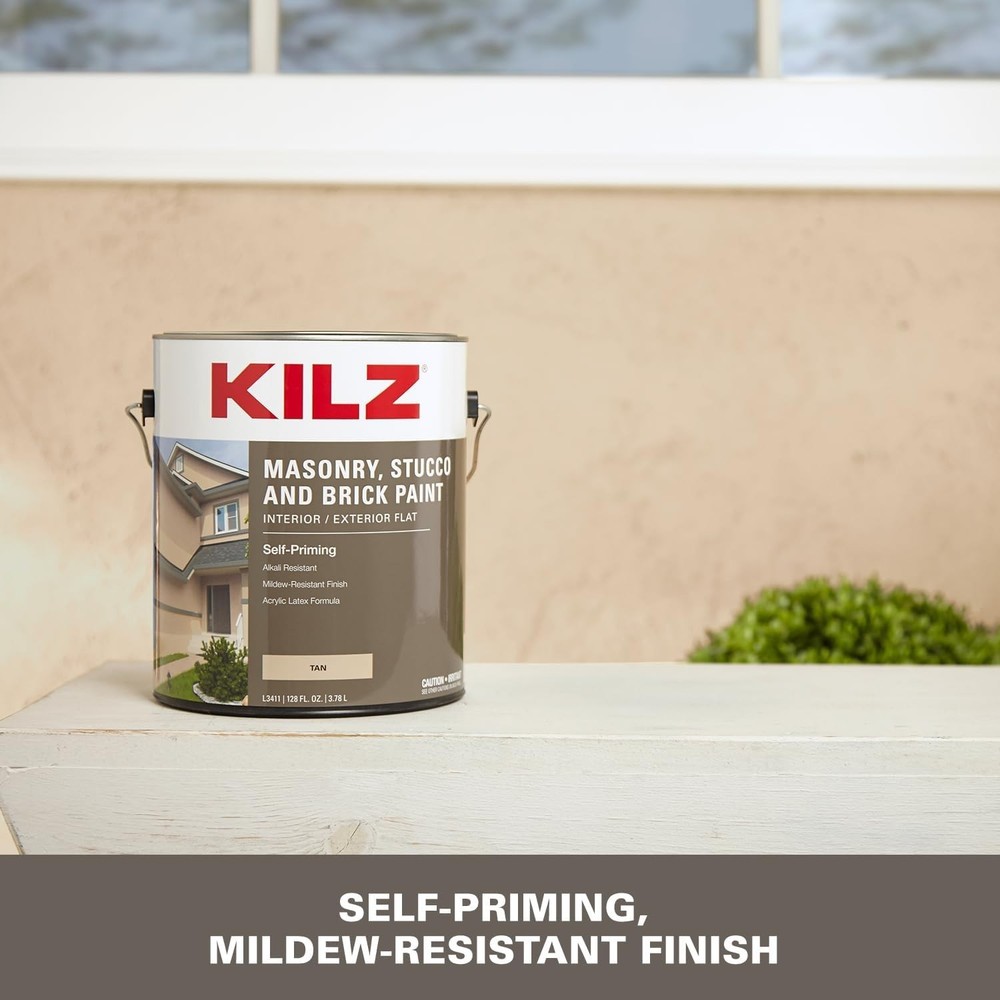 Tan Flat Paint – Self-Priming Solution for Masonry, Brick & Stucco