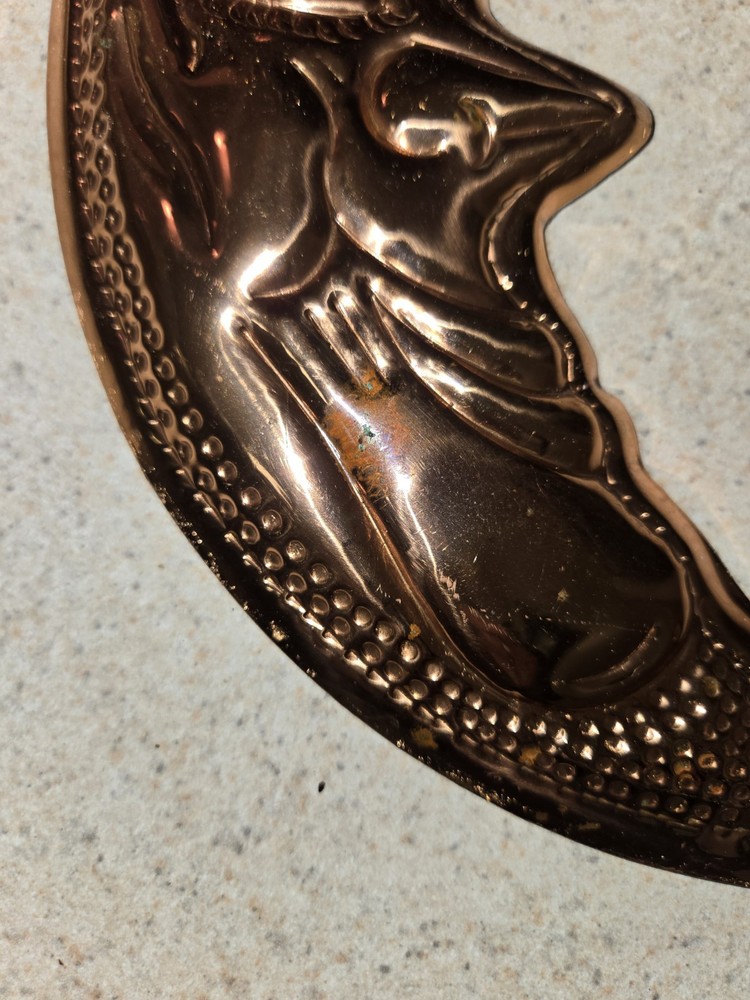 Vintage Hammered Copper Moon Wall Hanging