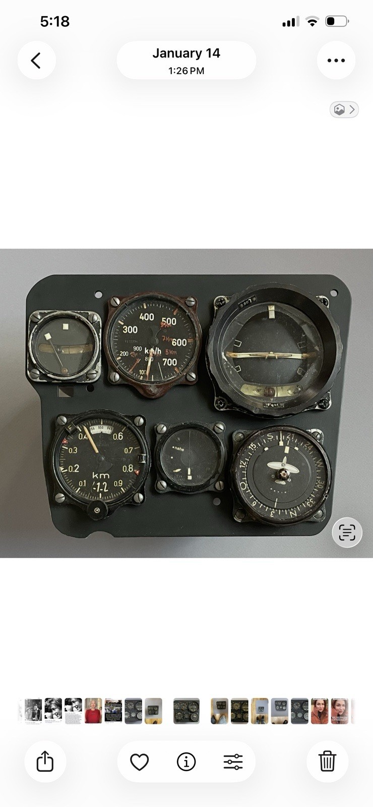 WW II German Aircraft Instrument Höhenmesser Altimeter Fl 22320