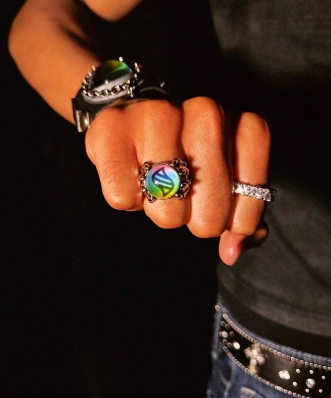 Mega Stone Keystone Ring handmade gothic style adjustable size