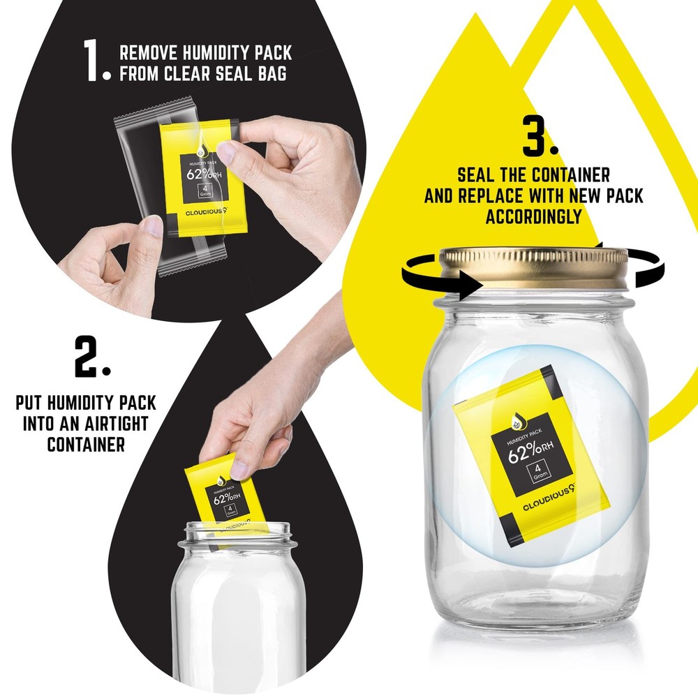 Cloudious9-62% 2-Way Humidity Pack Regulator 4 Gram 4 - 12 Count, Yellow
