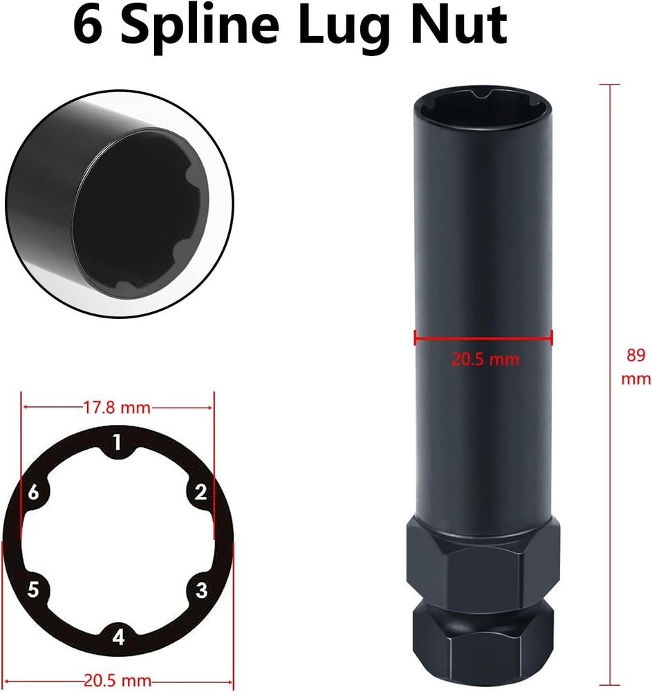 2 Piece 6 & 7 Spline Lug Nut Key Socket Wheel Lock Removal Tool Kit