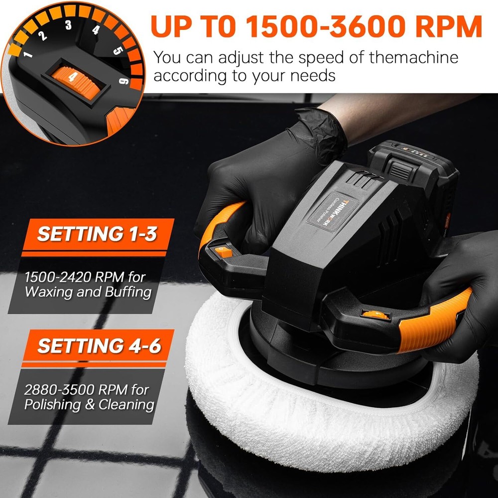 THINKWORK Buffer Polisher, 20V Cordless 10 Inch Portable...