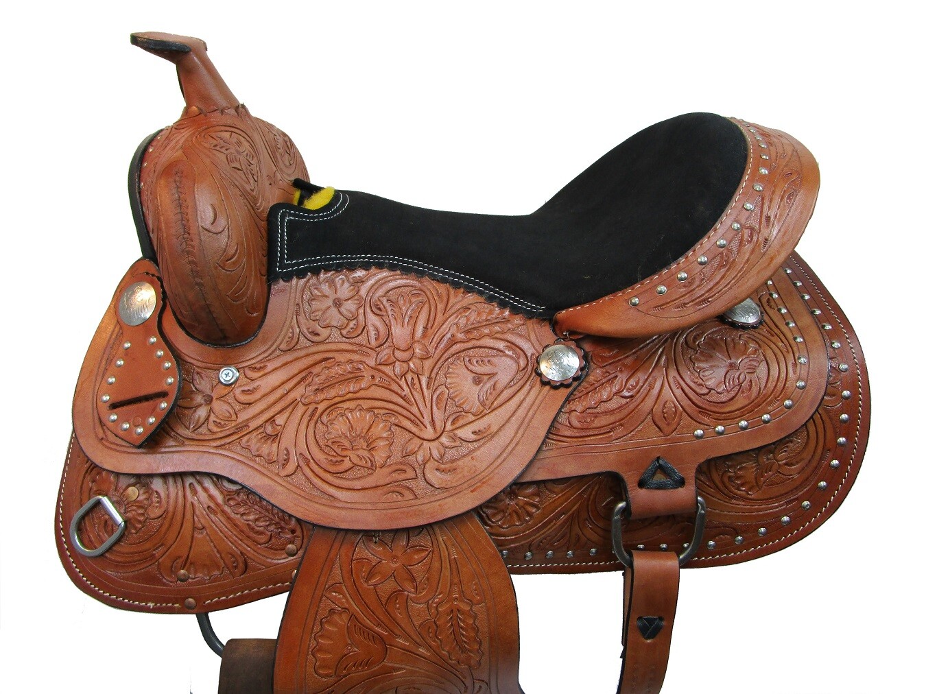 USED WESTERN SADDLE 15 16 17 18 PLEASURE HORSE BARREL RACING TOOLED LEATHER TACK