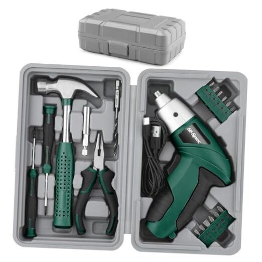 3.6V Cordless Electric Screwdriver Set with Interchangeable Bits Green
