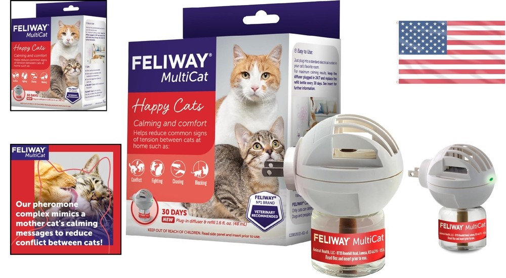 Vet-Recommended 30-Day Cat Calming Diffuser - Covers 700 sqft, Safe & Effective