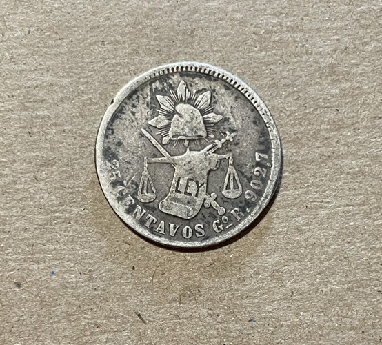 Mexico - 1886 GoR Silver 25 Centavos