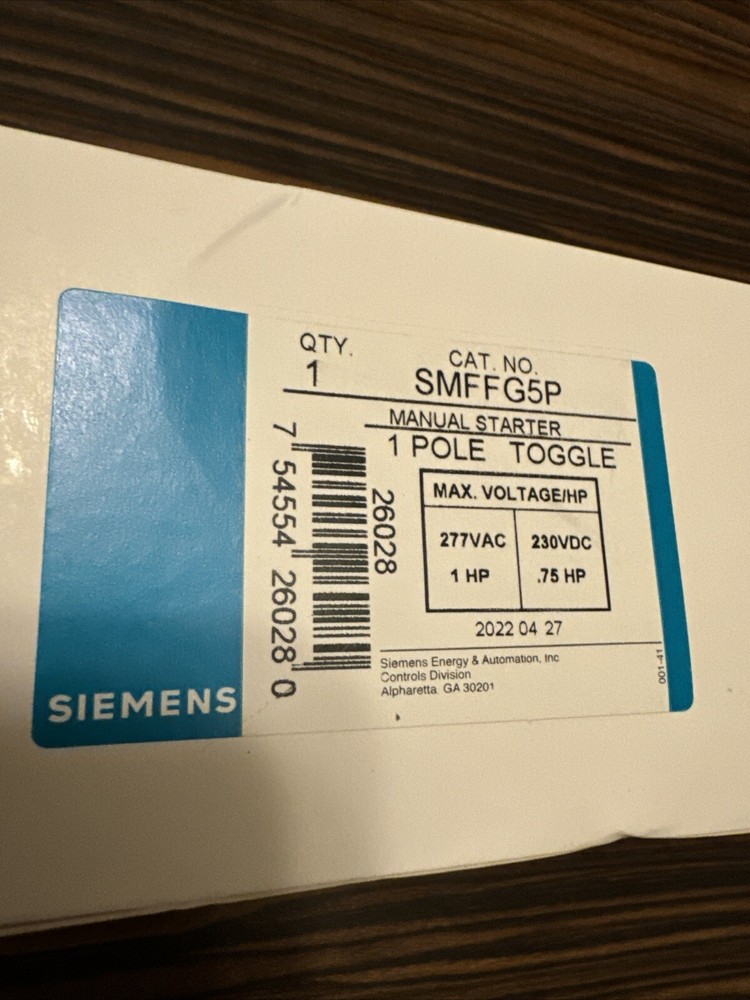 Siemens SMFFG5P Manual Motor Starter Switch