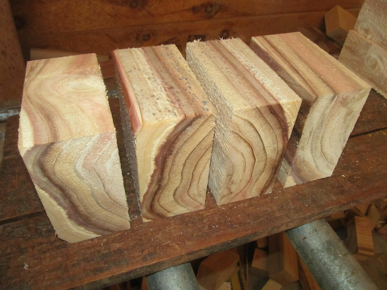FOUR (4) BEAUTIFUL BALD CYPRESS BOWL BLANKS LATHE TURNING LUMBER WOOD 5 X 5 X 3"