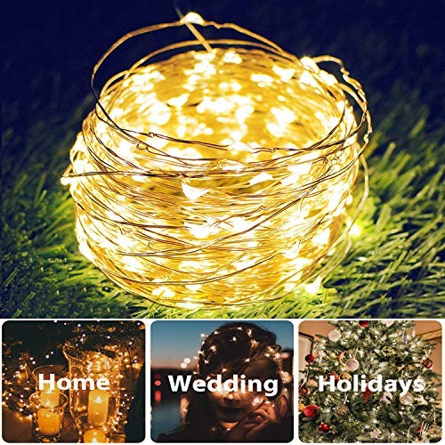 Total 200 LED Solar Powered Copper Wire String Lights 2 Pack Warm White