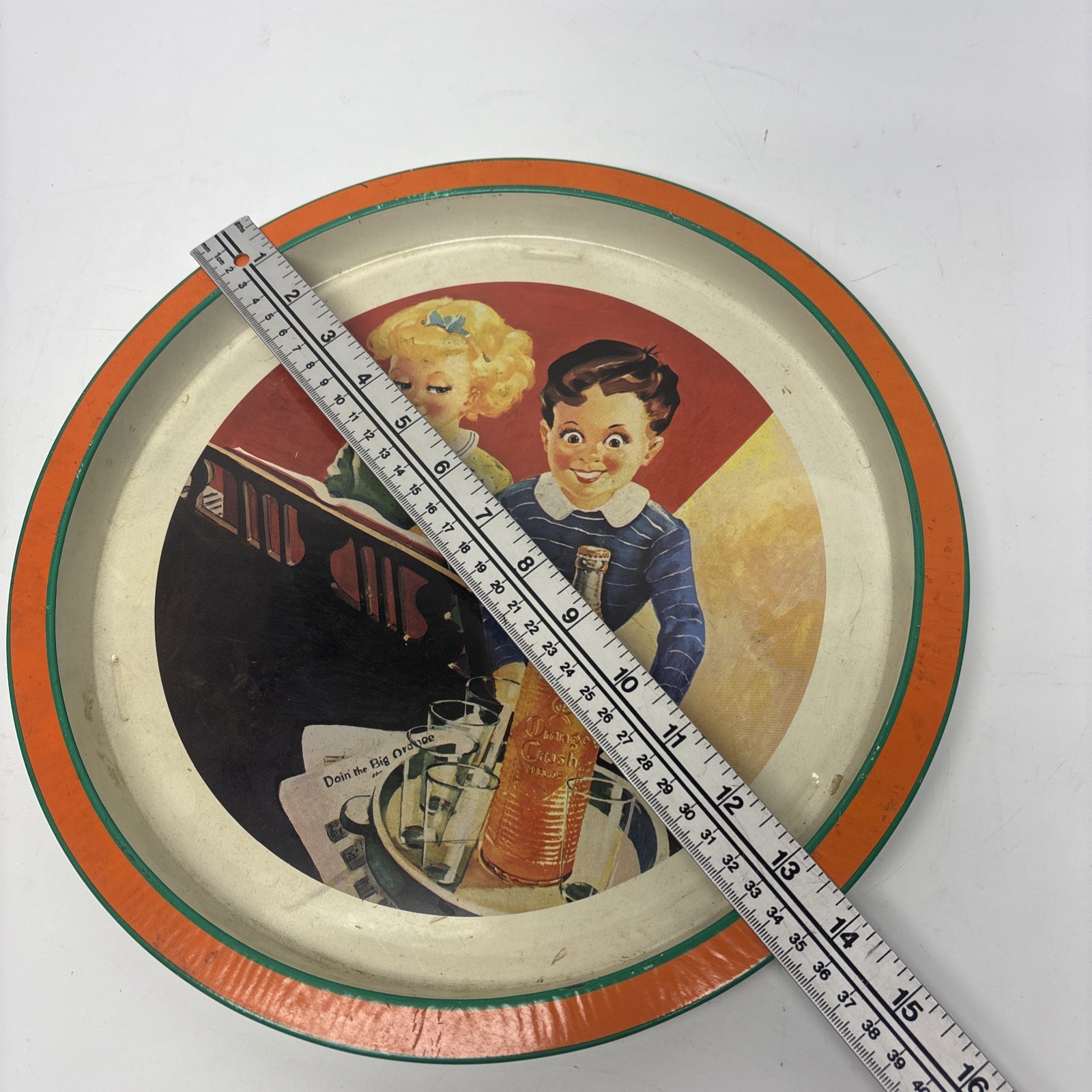 RARE Vintage Orange Crush DOIN THE BIG ORANGE Soda Tray Sign Advertisement Orig