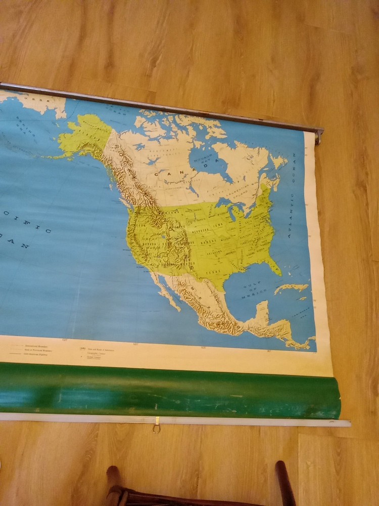 Vintage Pull Down School House Map