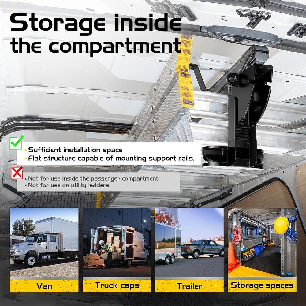 Van Ladder Storage System - Durable Overhead & Sidewall Rack with Mounting Kit